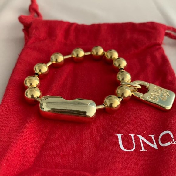 UNO de 50 SNOWFLAKE BRACELET gold Unisex padlock bracelet 18cm - Picture 6 of 8